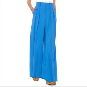 Alice + Olivia Eloise Wide Leg Pleated Blue Pants